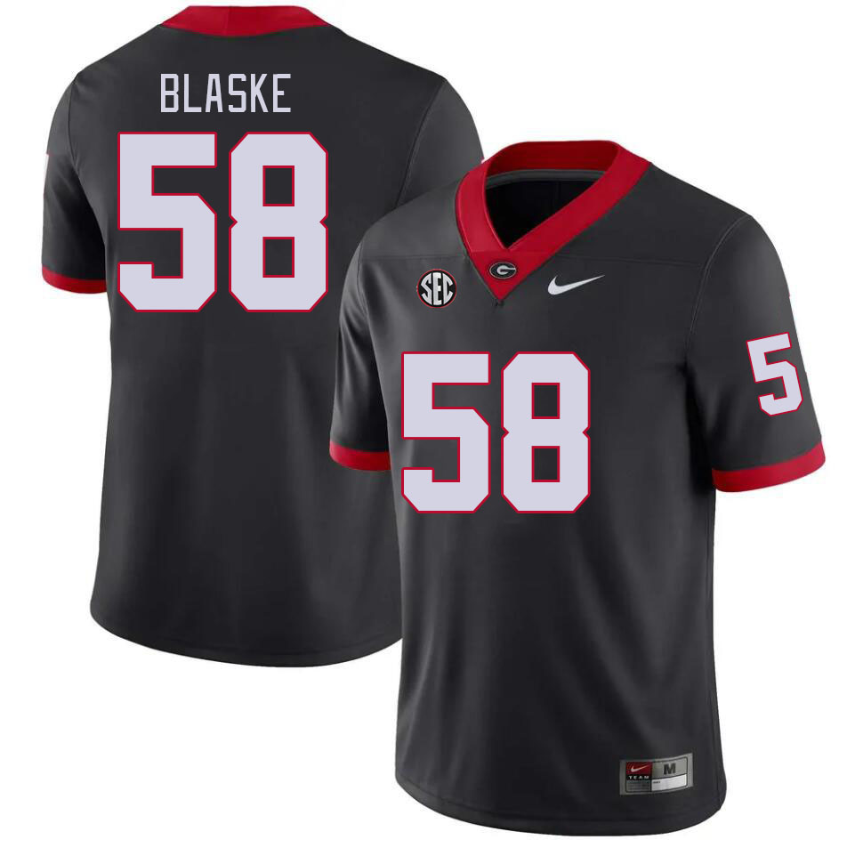 Men #58 Austin Blaske Georgia Bulldogs College Football Jerseys Stitched-Black - Click Image to Close